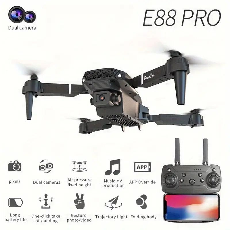E88 Pro Foldable Quadcopter Drone - WIFI FPV, HD 4K Camera, Altitude Hold